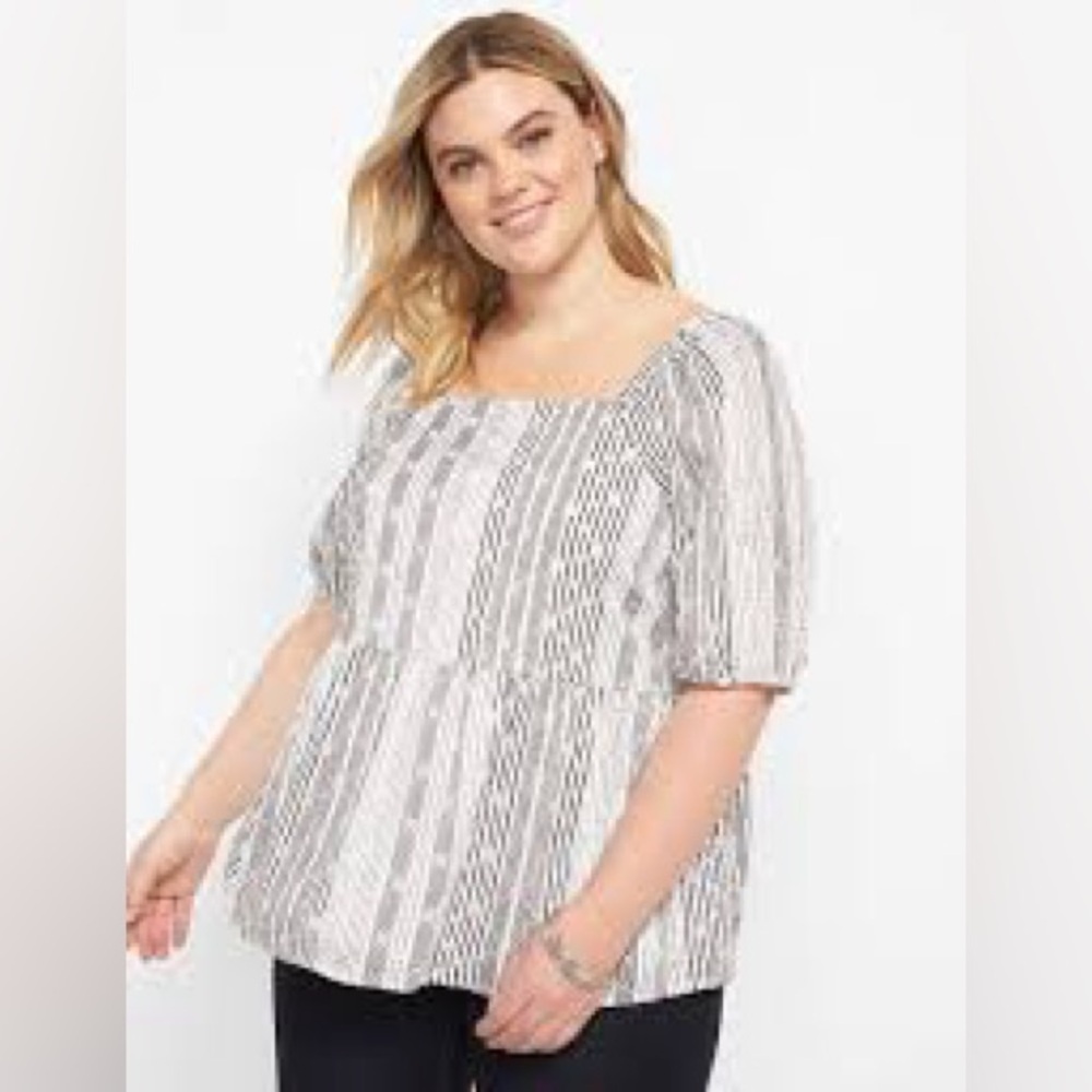 Lane Bryant white and black striped blouse Sz 20